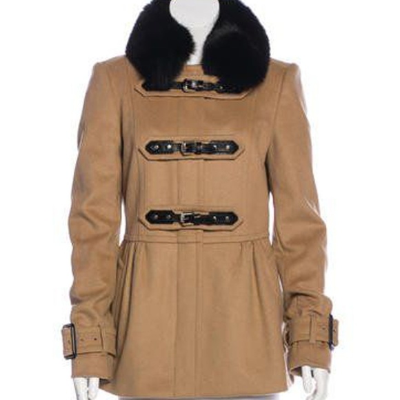 Burberry Wool & Cashmere Fox Fur Collar Coat